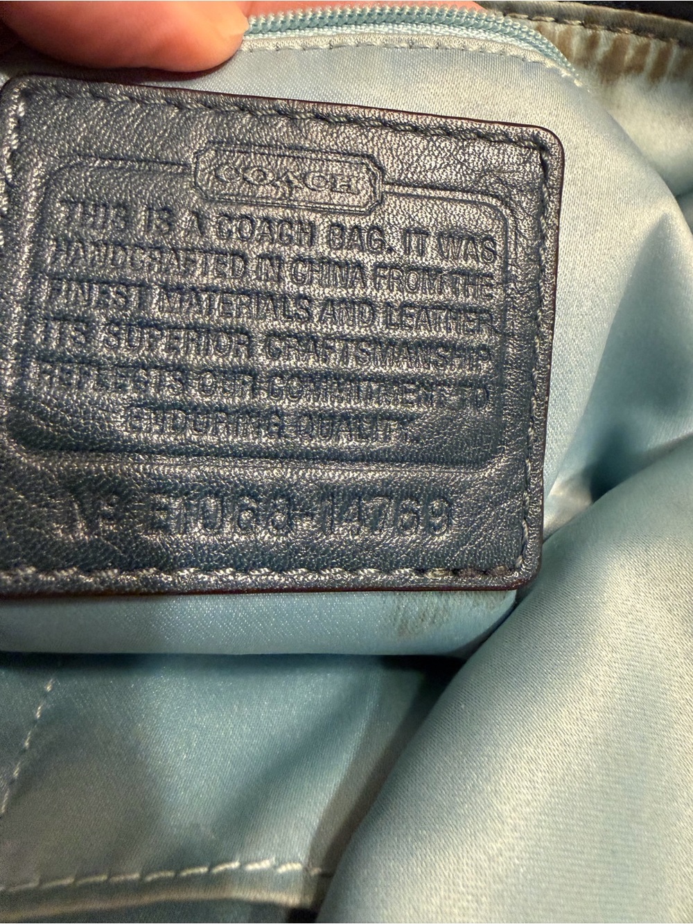 Coach Teal Leather Hobo Bag with Gold-Tone Hardware - Picture 2 of 11